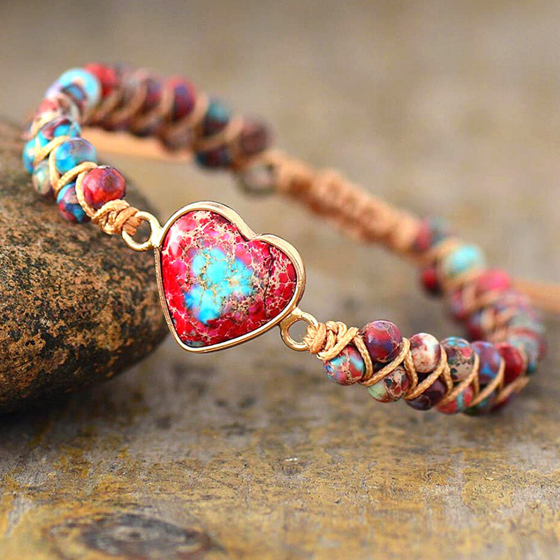 Emperor Stone Heart Healing Bracelet - Red Turquoise - image 0