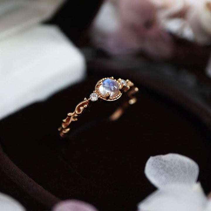 Olivenorma Natural Moonstone Zircon Delicate Ring - image 10