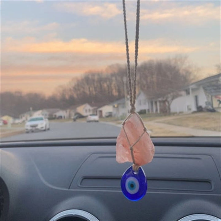 Olivenorma Rose Quartz Original Stone Evil Eye Car Ornament - image 6