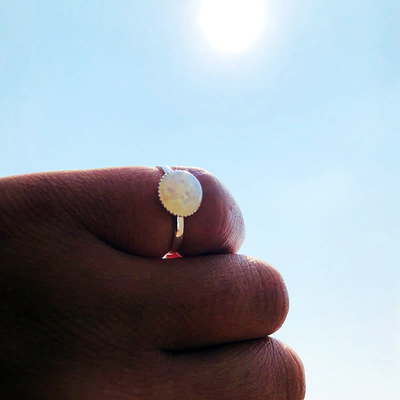 Olivenorma Opal Moonstone Simple Half Circle Adjustable Ring - image 2