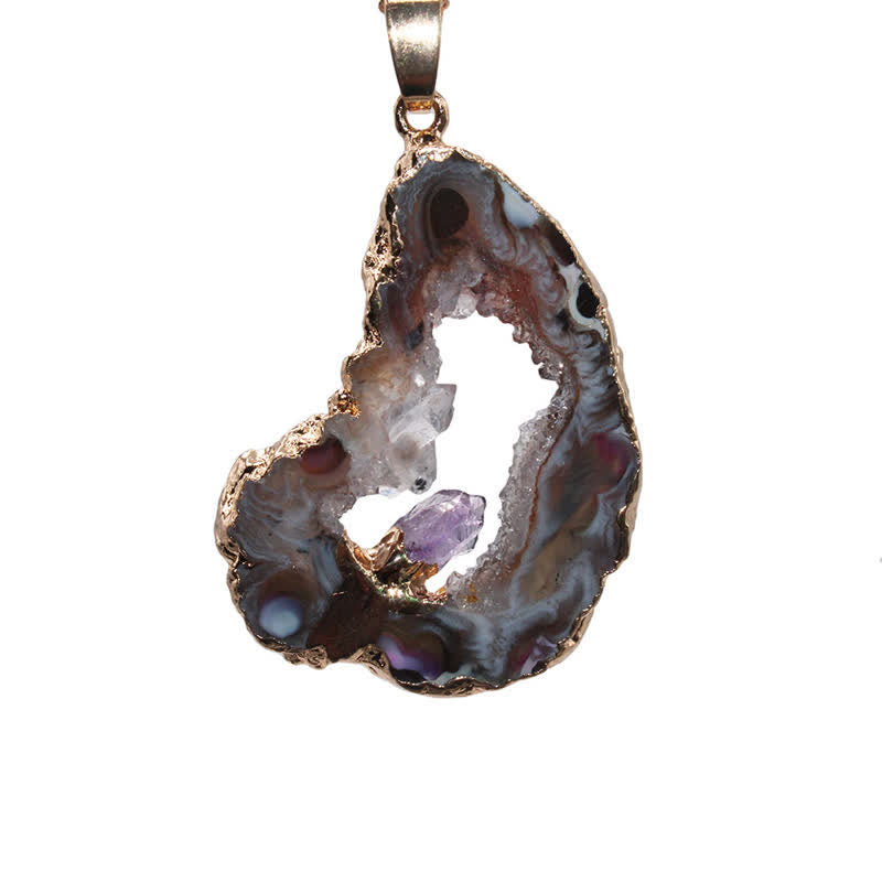 Olivenorma Natural Agate Geode Amethyst Necklace - image 4