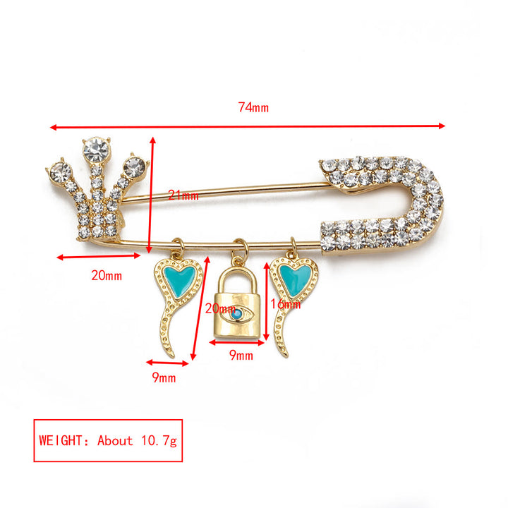 Olivenorma White Zircon Evil Eye Heart Brooch - image 26