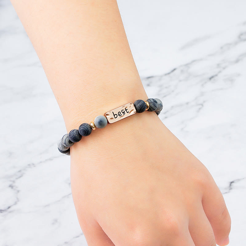 Olivenorma Natural Gemstone Best Friend Forever 3 Piece Engraving Bracelet Set - image 16