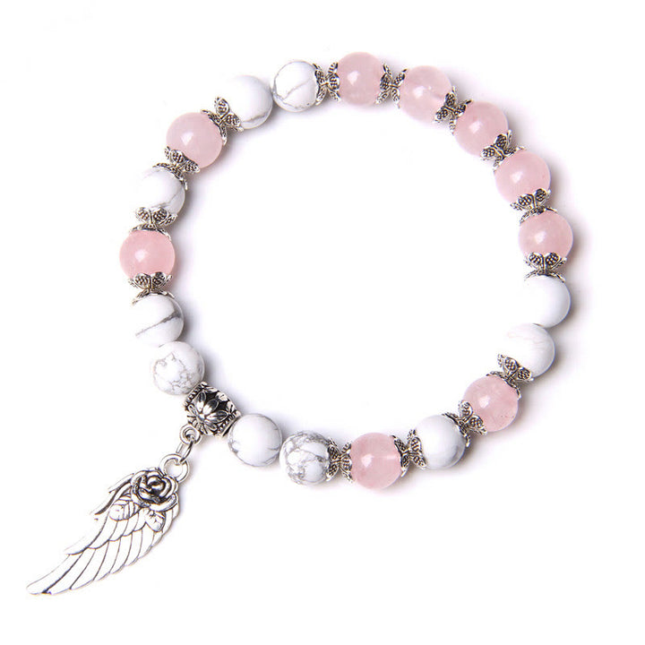 Olivenorma "Peace Energy" - Colors Crystal Agate Wing Bracelet - Rose Quartz&White Turquoise - image 0