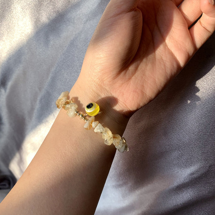 Olivenorma Natural Crystal Gravel Evil Eye Pendant Bracelet - image 25