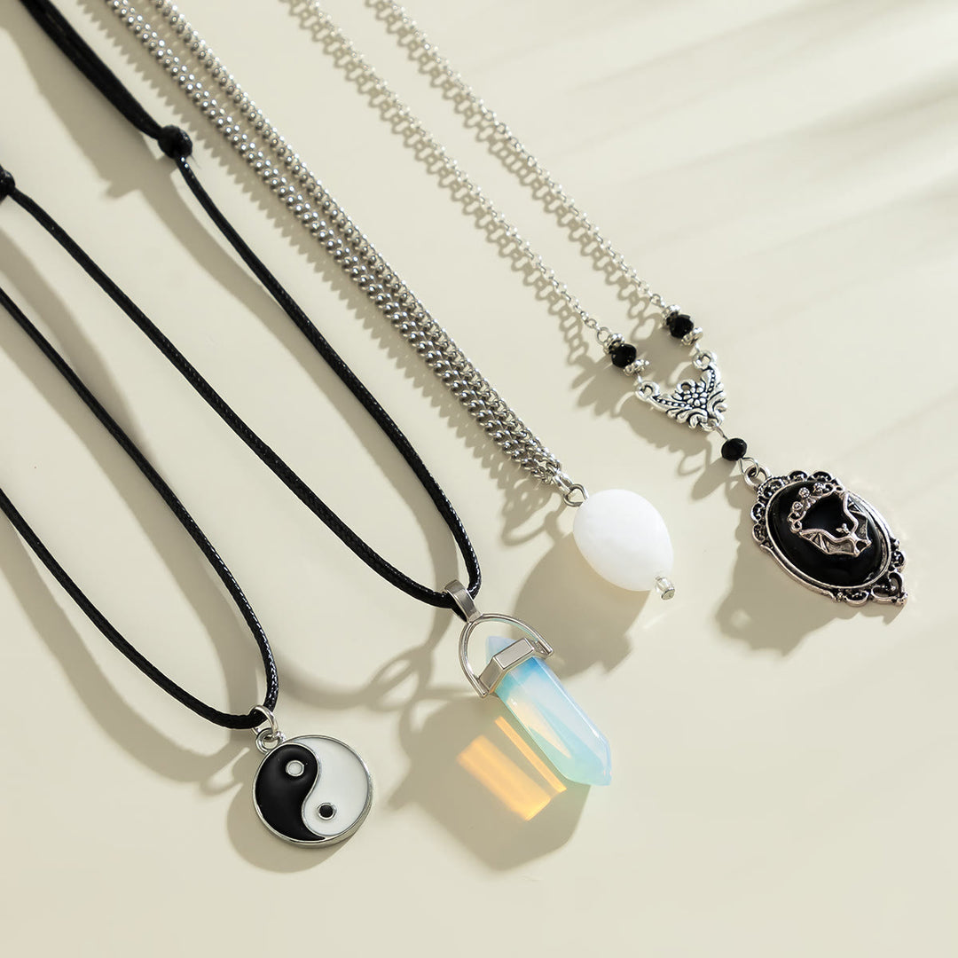 Olivenorma Opalite White Jade Bat Pendant Halloween Necklace Set - image 3