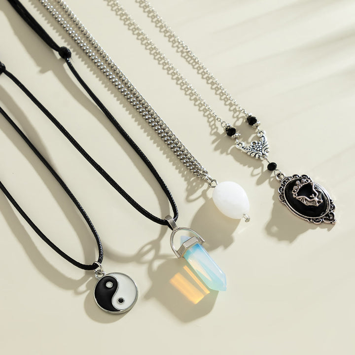 Olivenorma Opalite White Jade Bat Pendant Halloween Necklace Set - image 3