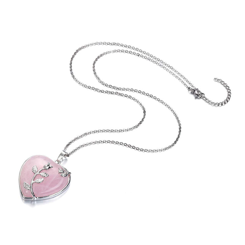 Olivenorma Heart Shaped Rose Gemstone Necklace - image 5