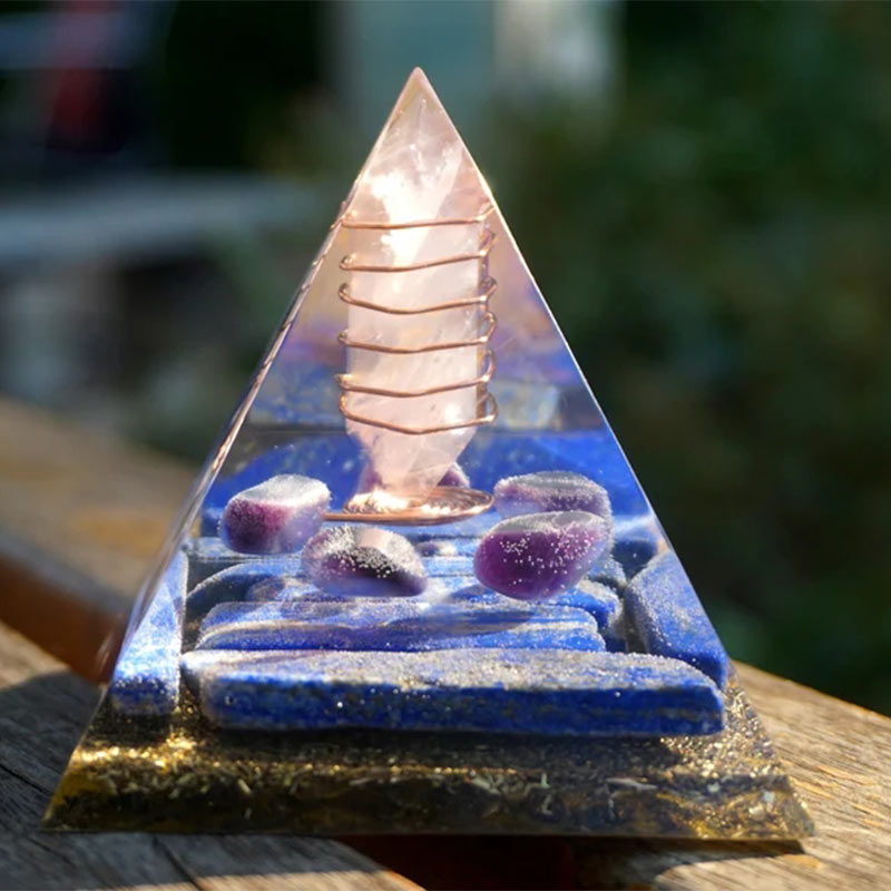 Olivenorma Rose Quartz Pillar With Lapis Lazuli Orgone Pyramid - image 4