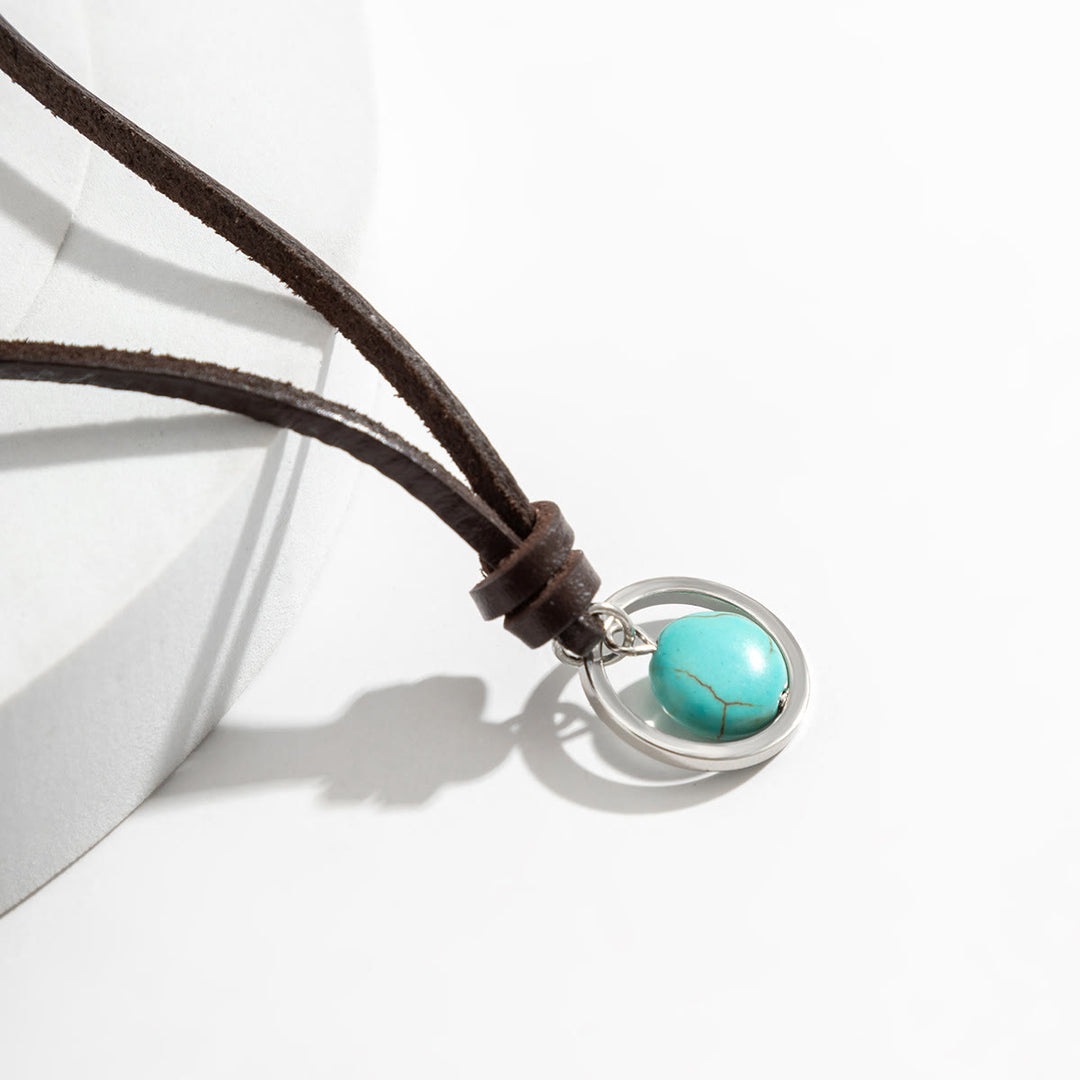 Olivenorma Ring Band Turquoise Leather Necklace - image 8