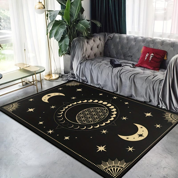 Olivenorma 1pc Black Moon Stars Sun Rugs Carpet - 120*160cm - image 0