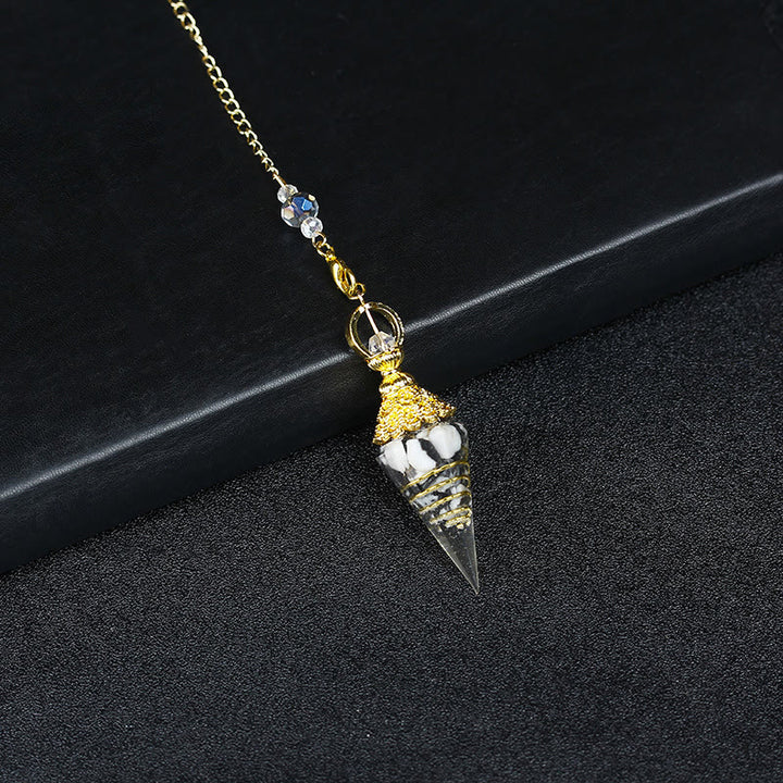 Olivenorma Natural Crystal Resin Hexagonal Pyramid Pendulum - Snowflake Obsidian - image 45