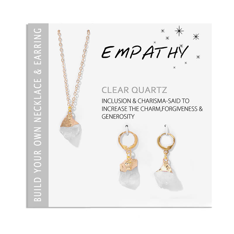 Olivenorma Natural Irregular Crystal Pendant Earrings Necklace Set - Clear Crystal - image 2
