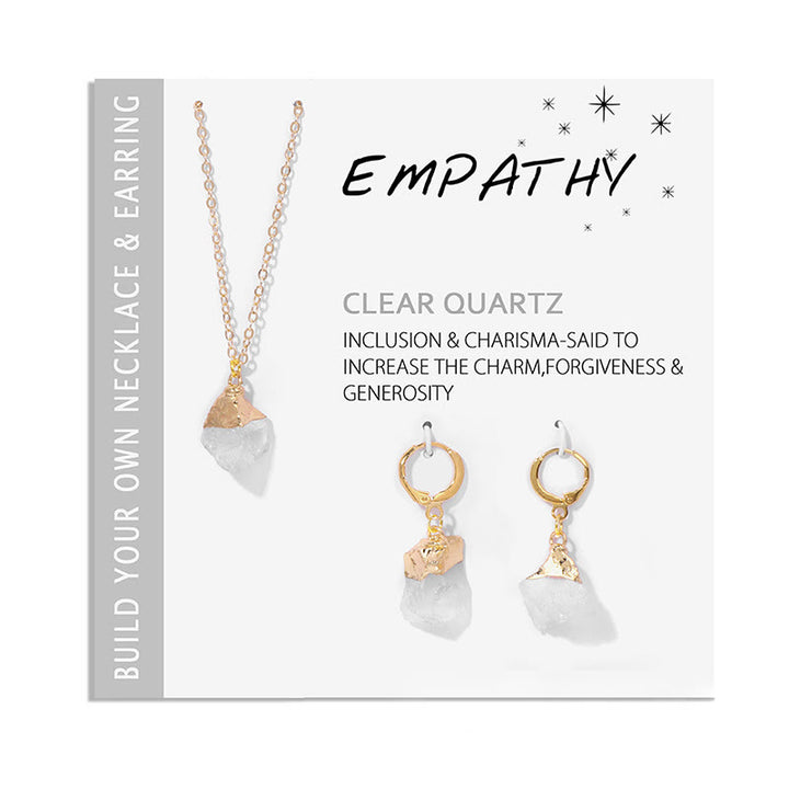 Olivenorma Natural Irregular Crystal Pendant Earrings Necklace Set - Clear Crystal - image 2