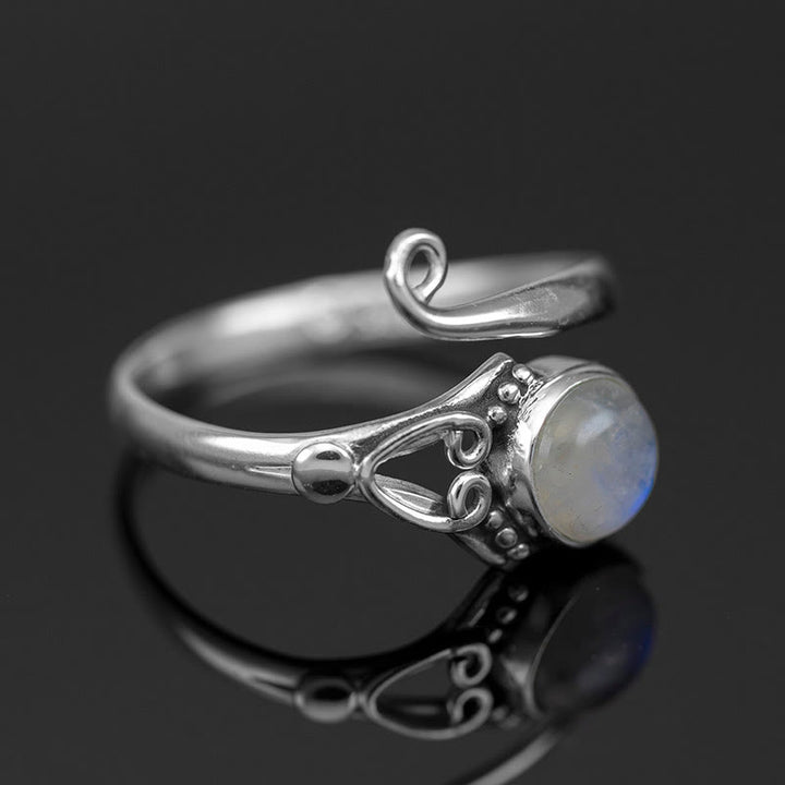 Olivenorma“Purify Energy" - Round Moonstone Retro Ring - image 2