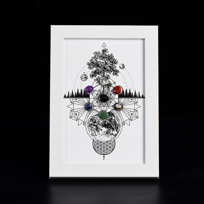 Olivenorma Tree Of Life Pattern Chakra Photo Frame Decoration - Tree Of Life&Chakra#2 - White Photo Frame - image 4