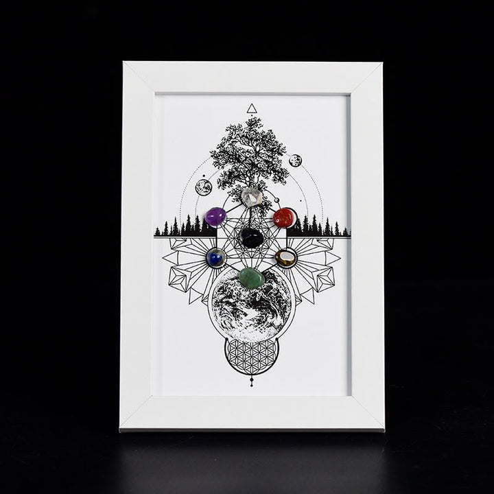 Olivenorma Tree Of Life Pattern Chakra Photo Frame Decoration - Tree Of Life&Chakra#2 - White Photo Frame - image 4