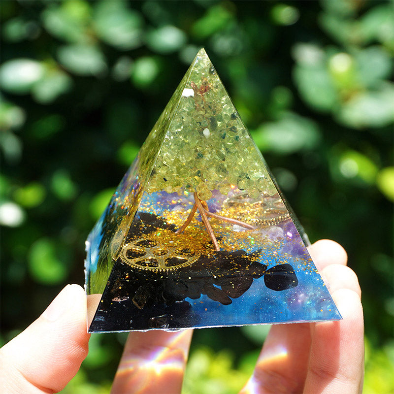 Olivenorma Peridot Amethyst With Black Tourmaline Orgone Pyramid - image 2