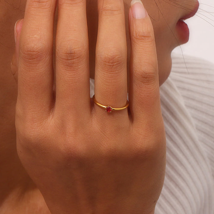 Olivenorma Simple Birthstone Stainless Steel Plated 18k Ring - image 29