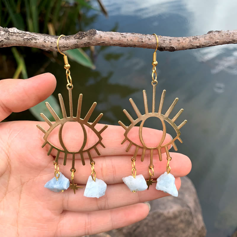 Olivenorma Evil Eye Tears Star Pendant Crystal Earrings - Aquamarine - image 20