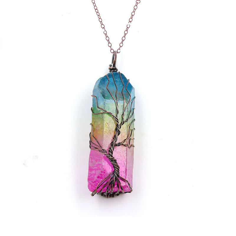 Olivenorma"Life Energy" - Tree of Life Crystal Necklace - Bronze - Clear Crystal#Colors1 - image 4