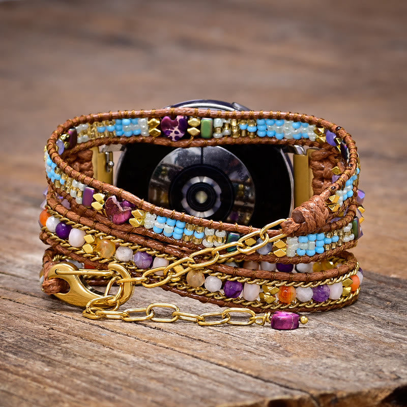 Olivenorma Purple Blue Crystal Beaded Braided Samsung Strap Bracelet - image 1
