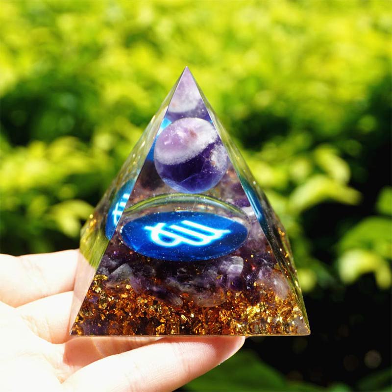 Olivenorma Amethyst Virgo Zodiac Orgone Pyramid - image 1