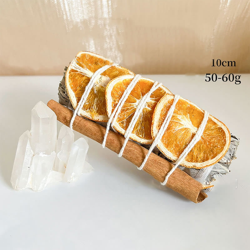 Olivenorma Cinnamon Orange Crystal Cleansing Meditation White Sage - White Sage & Orange Slices & Cinnamon - image 1