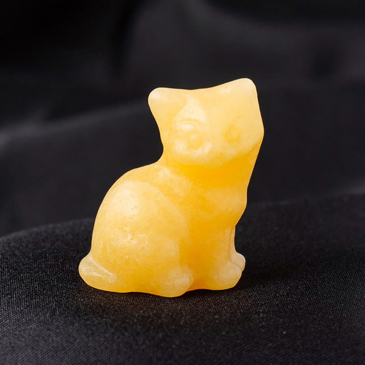 Olivenorma Natural Crystal Lucky Cat Carved Gemstone Decoration - Yellow Aventurine - image 40