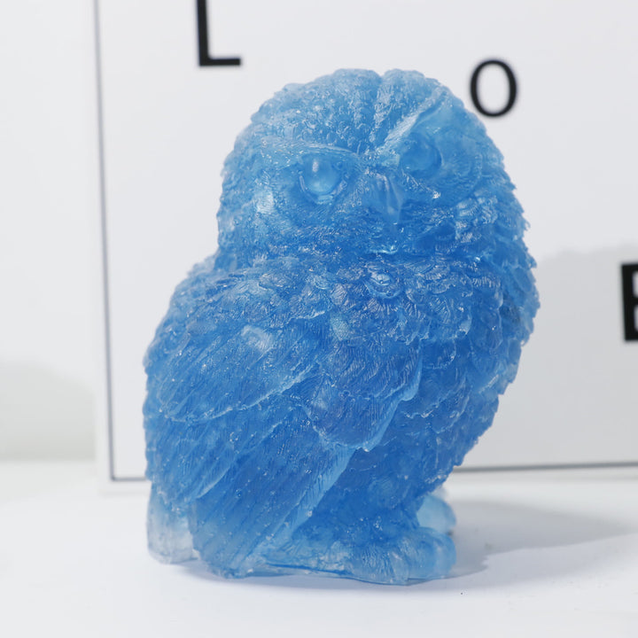 Olivenorma Natural Crystal Owl Carved Gemstone Ornament - Aquamarine - image 5