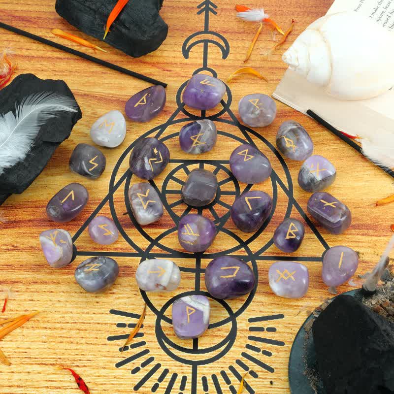 Olivenorma Rune Alphabet Carved Graphic Stone Balance Gemstone Decoration - image 25