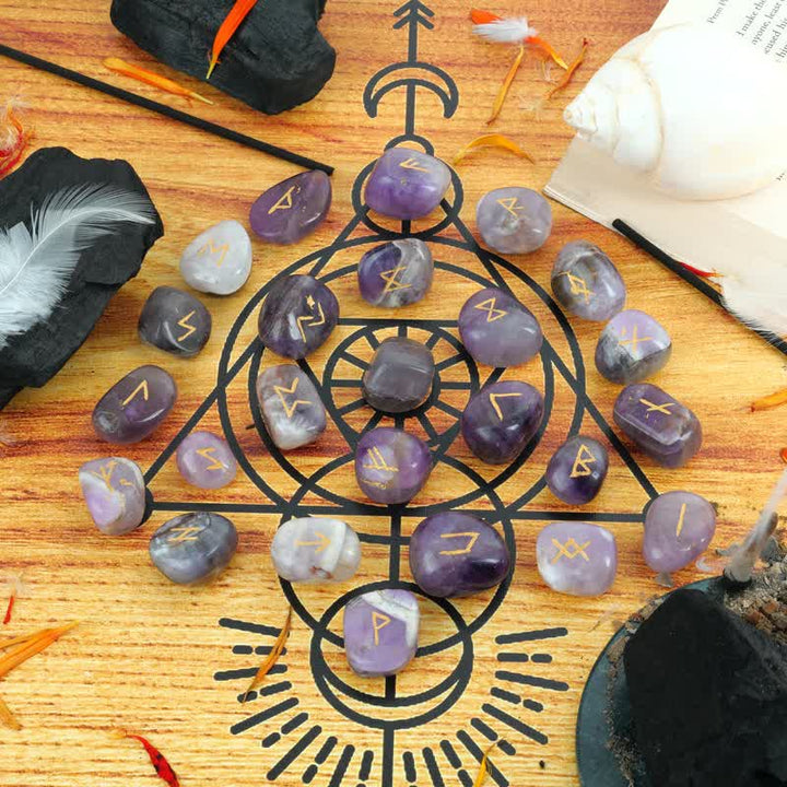 Olivenorma Rune Alphabet Carved Graphic Stone Balance Gemstone Decoration - image 25