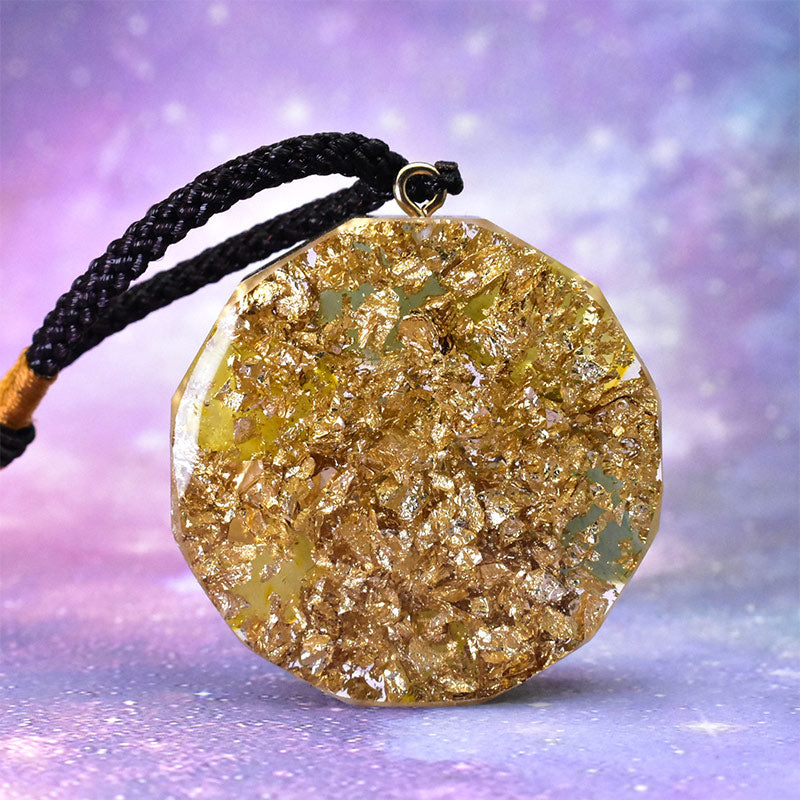 Olivenorma Clear Crystal Green Aventurine Metatron's Cube Symbol Necklace - image 4