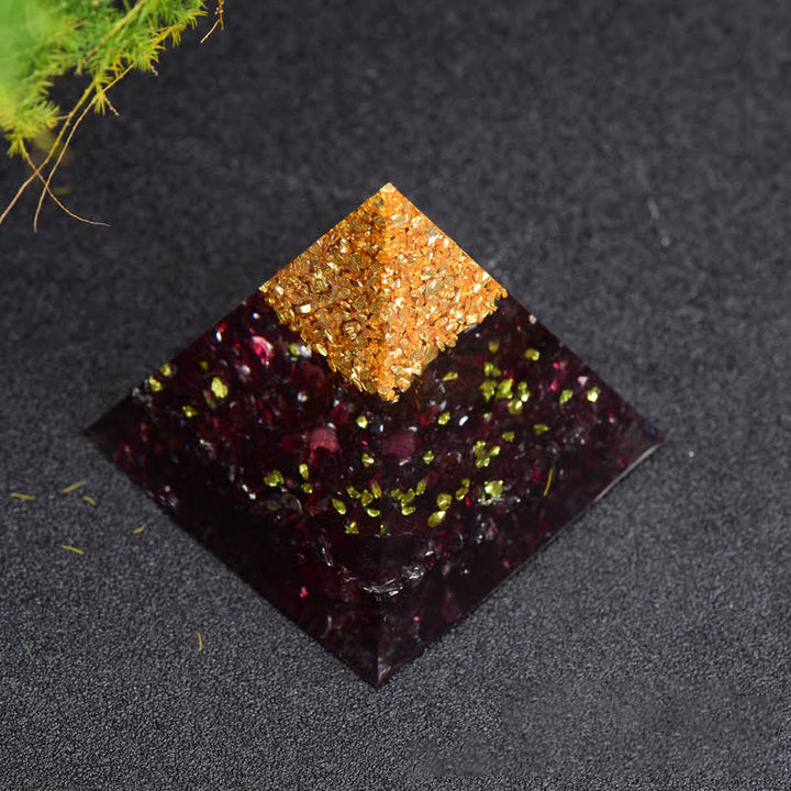Olivenorma Garnet Metal Granules Tree Of Life Orgone Pyramid - image 2