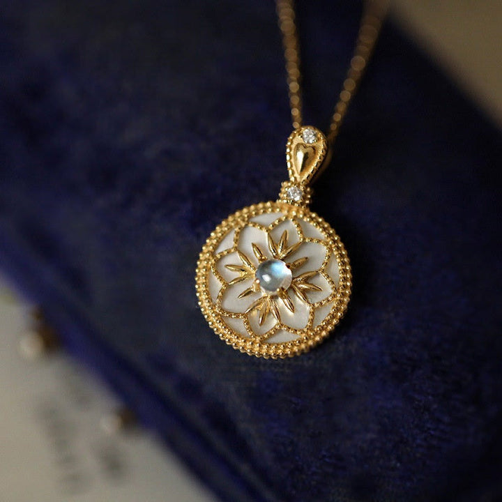 Olivenorma Natural Moonstone Floral Pendant Necklace - Moonstone - image 0