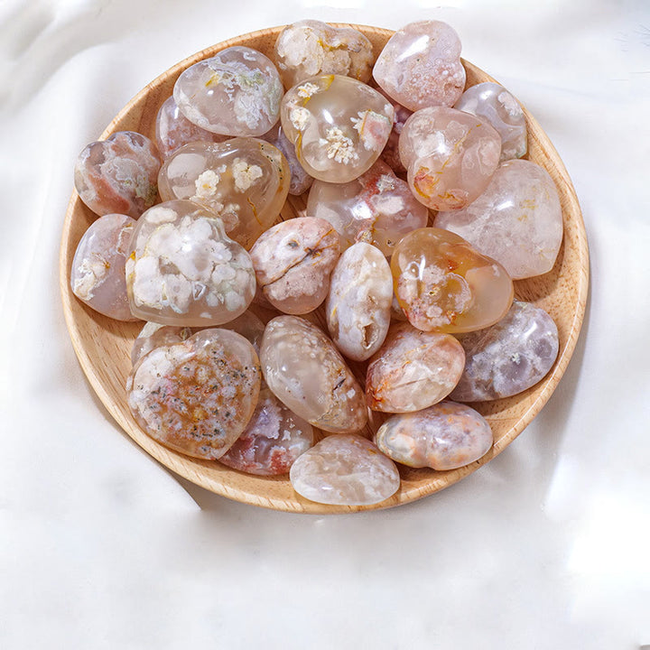 Olivenorma Cherry Blossom Agate Polished Play Stone Crystal Heart - 3-4cm - image 0