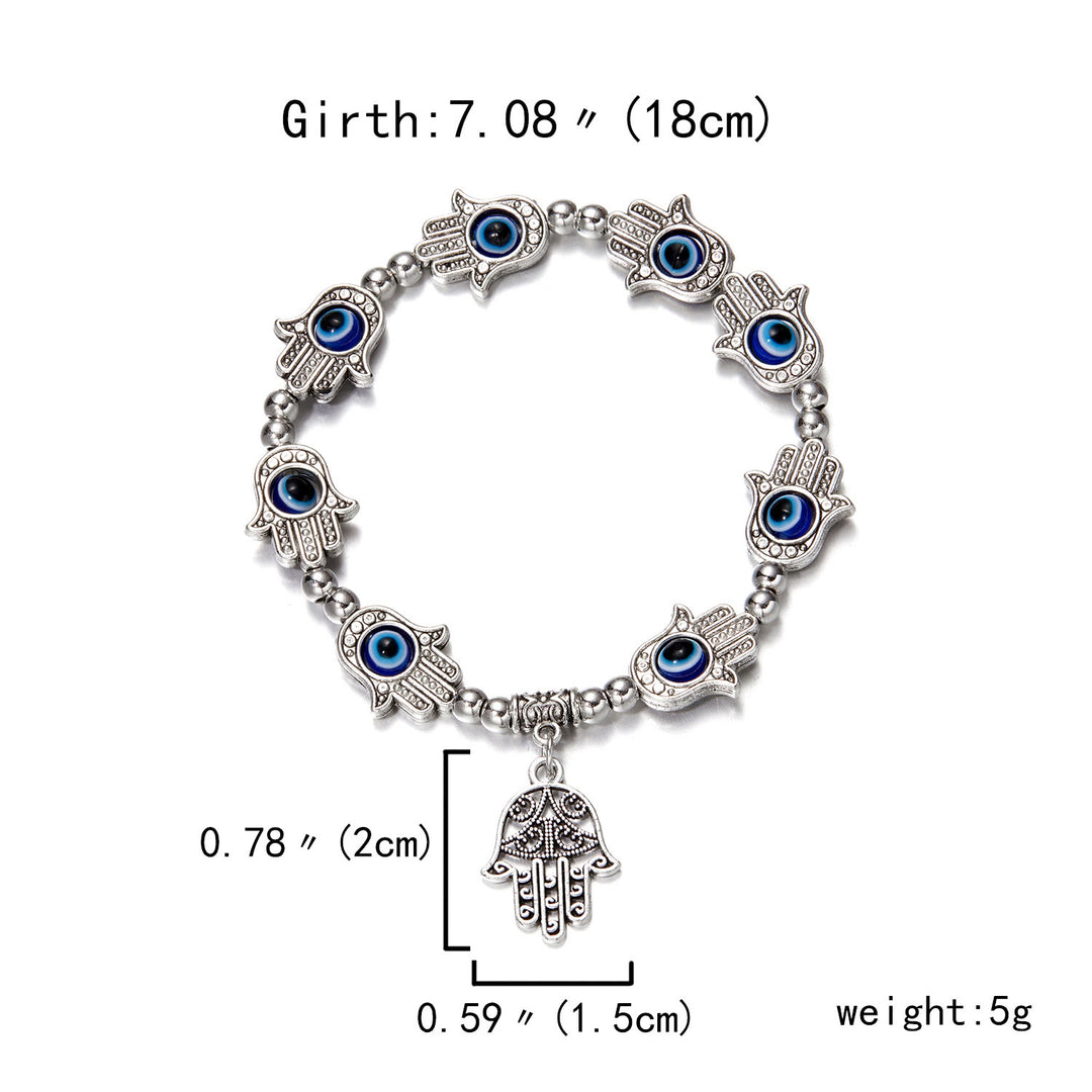 Olivenorma Evil Eye Hamsa Pendant Epoxy Zircon Bracelet - image 5