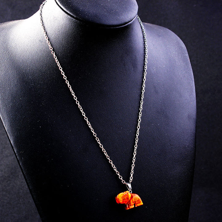 Olivenorma "Powerful Healing" Crystal Skull Necklace - Tiger Eye Elephant - image 10