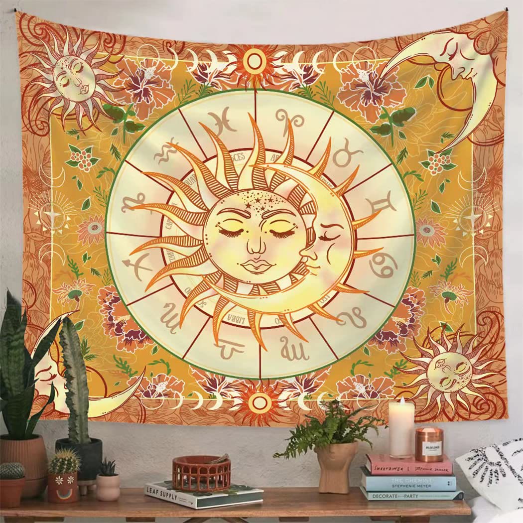 Olivenorma Yellow Sun Boho Zodiac Tapestry - image 5