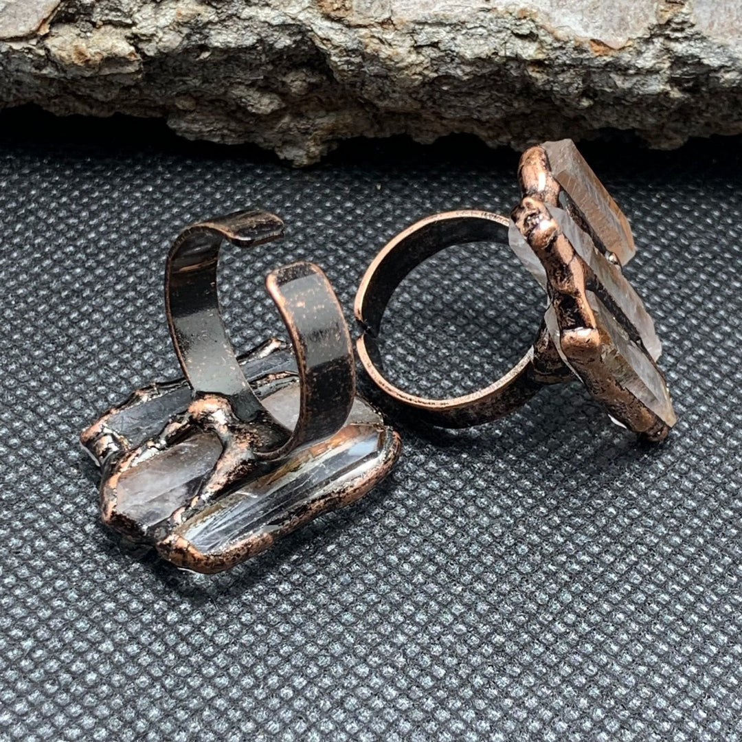 Olivenorma Natural Clear Quartz Irregular Triple Combination Adjustable Ring - image 10