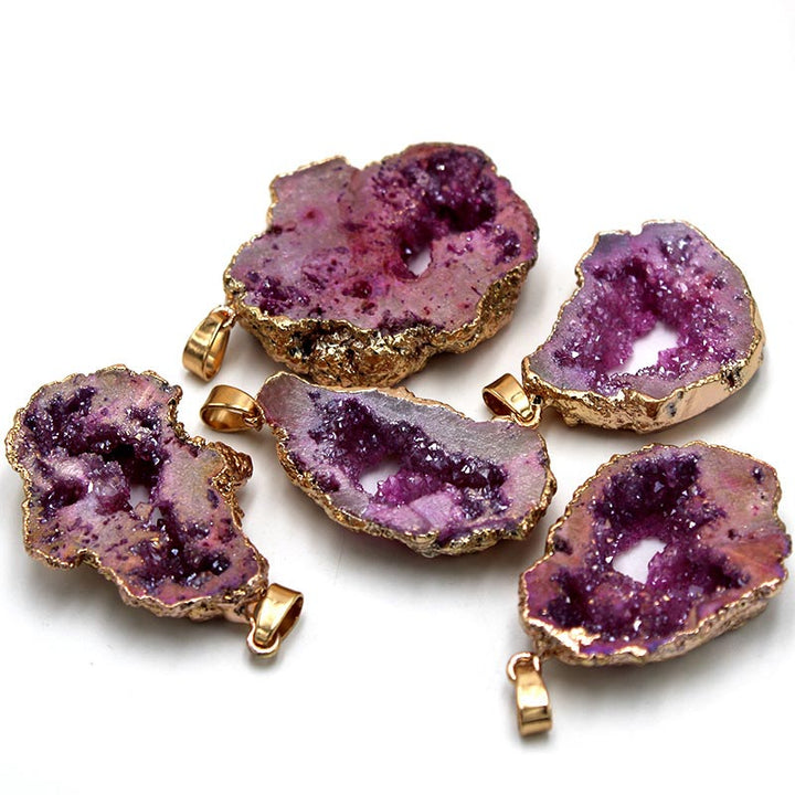 Natural Crystal Geode Pendant - image 1