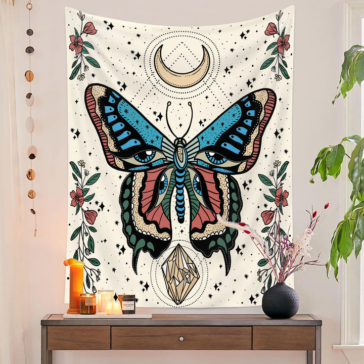Olivenorma Moth Butterfly Black White Tapestry - image 2