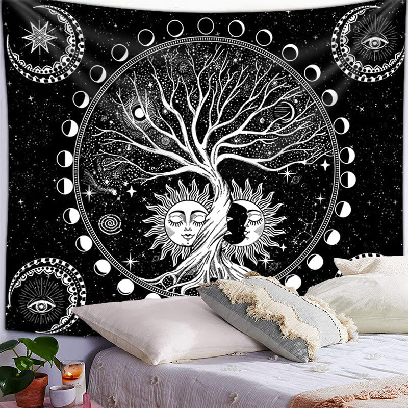Olivenorma Black White Tree Of Life Tapestry - image 2