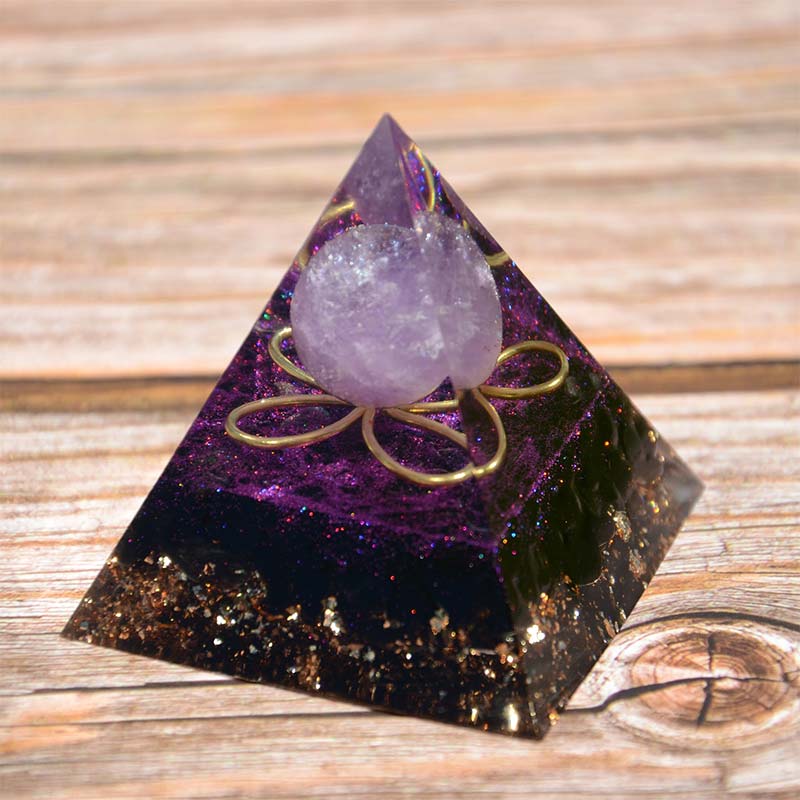 Amethyst Sphere with Obsidian Orgone Pyramid - image 6