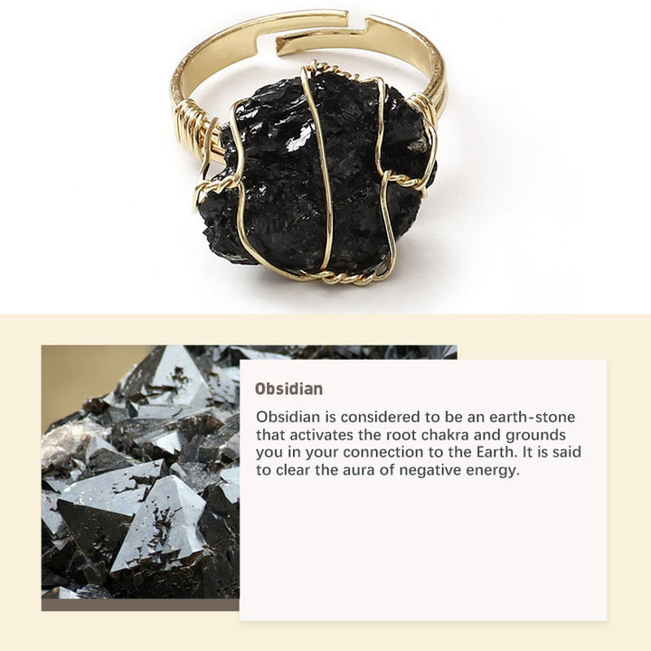 Natural Crystal Irregular Ring - Obsidian - image 18