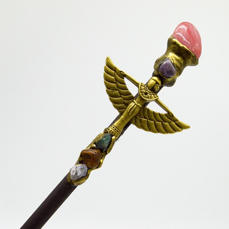 Olivenorma Witch Angel Natural Crystal Wands - Rhodochrosite - Gold - image 14