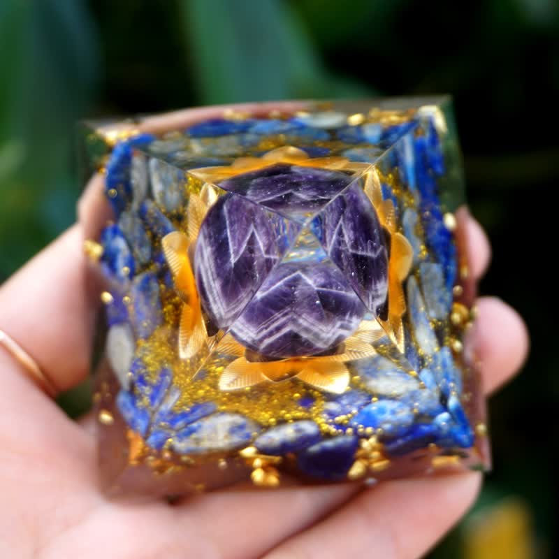 Olivenorma Positive Lotus Amethyst Sphere Orgone Pyramid - image 4