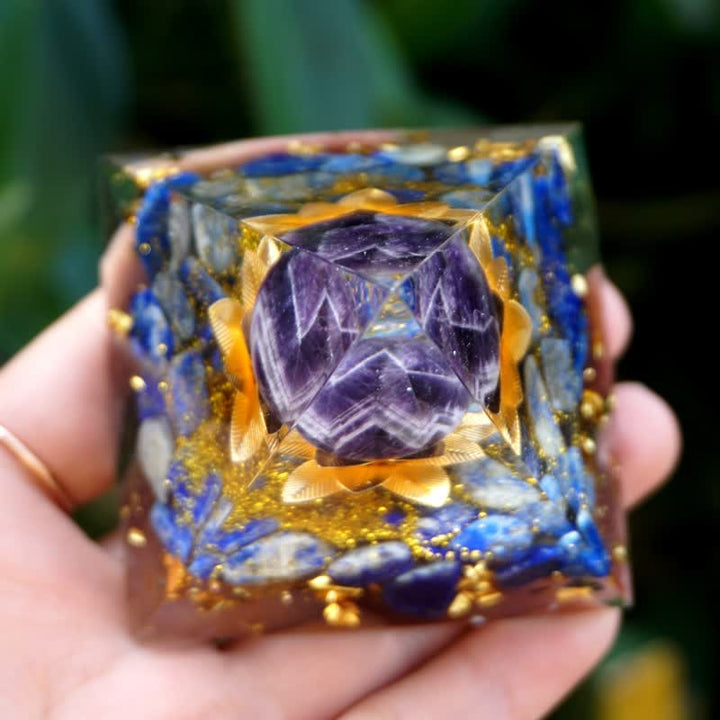 Olivenorma Positive Lotus Amethyst Sphere Orgone Pyramid - image 4