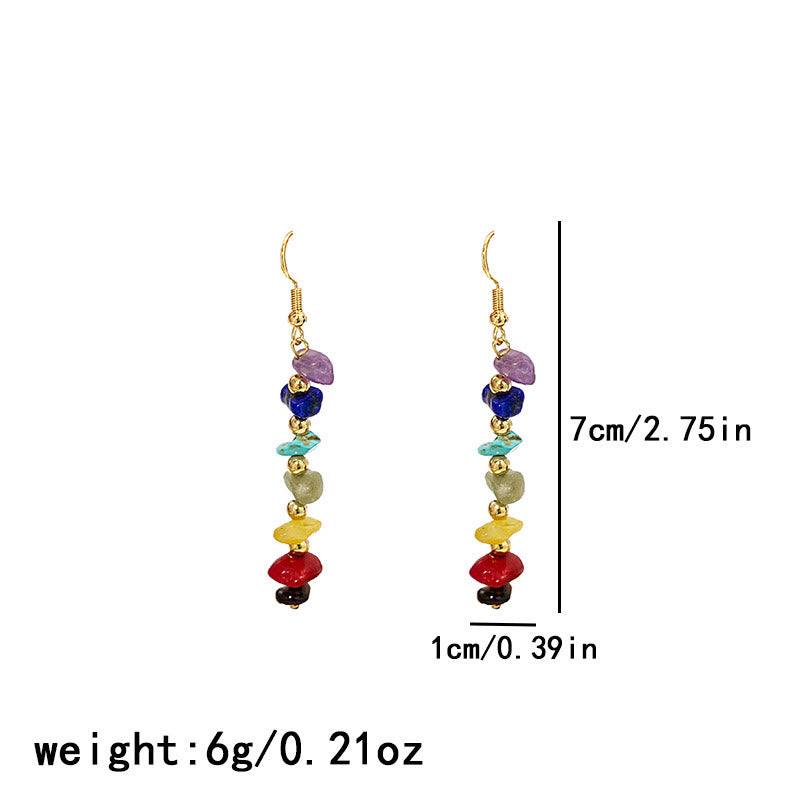 Olivenorma 7 Chakra Stone Gravel Pendant Earrings - image 7