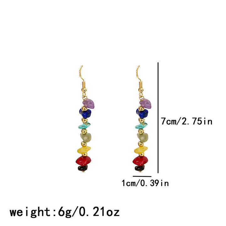 Olivenorma 7 Chakra Stone Gravel Pendant Earrings - image 7